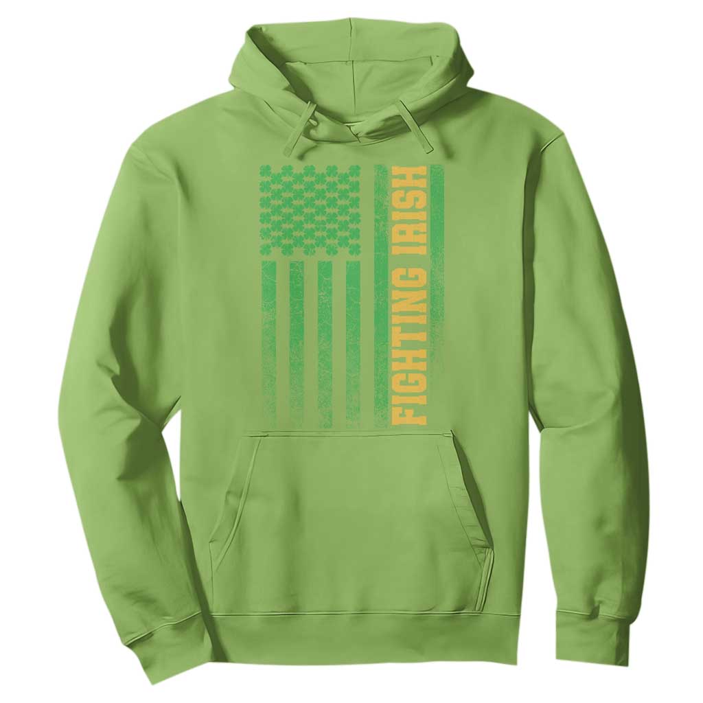 Vintage Fighting Irish Shamrock American Flag Hoodie TS11 Lime Print Your Wear