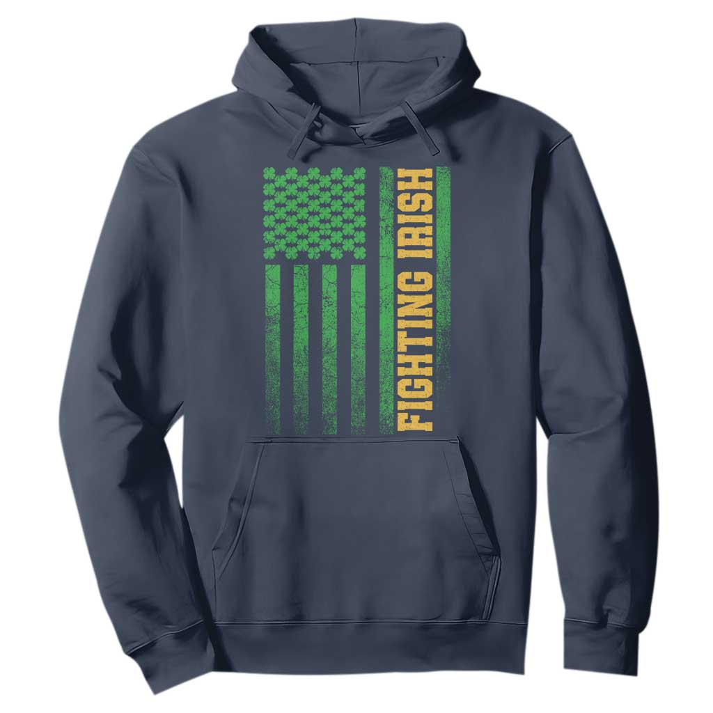 Vintage Fighting Irish Shamrock American Flag Hoodie TS11 Navy Print Your Wear