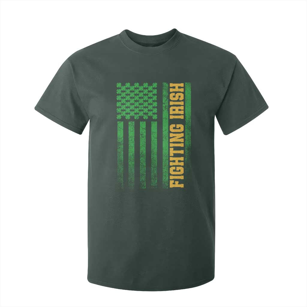 Vintage Fighting Irish Shamrock American Flag T Shirt For Kid TS11 Dark Forest Green Print Your Wear