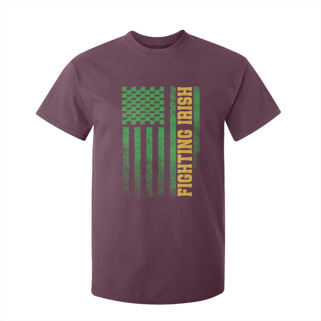 Vintage Fighting Irish Shamrock American Flag T Shirt For Kid TS11 Maroon Print Your Wear