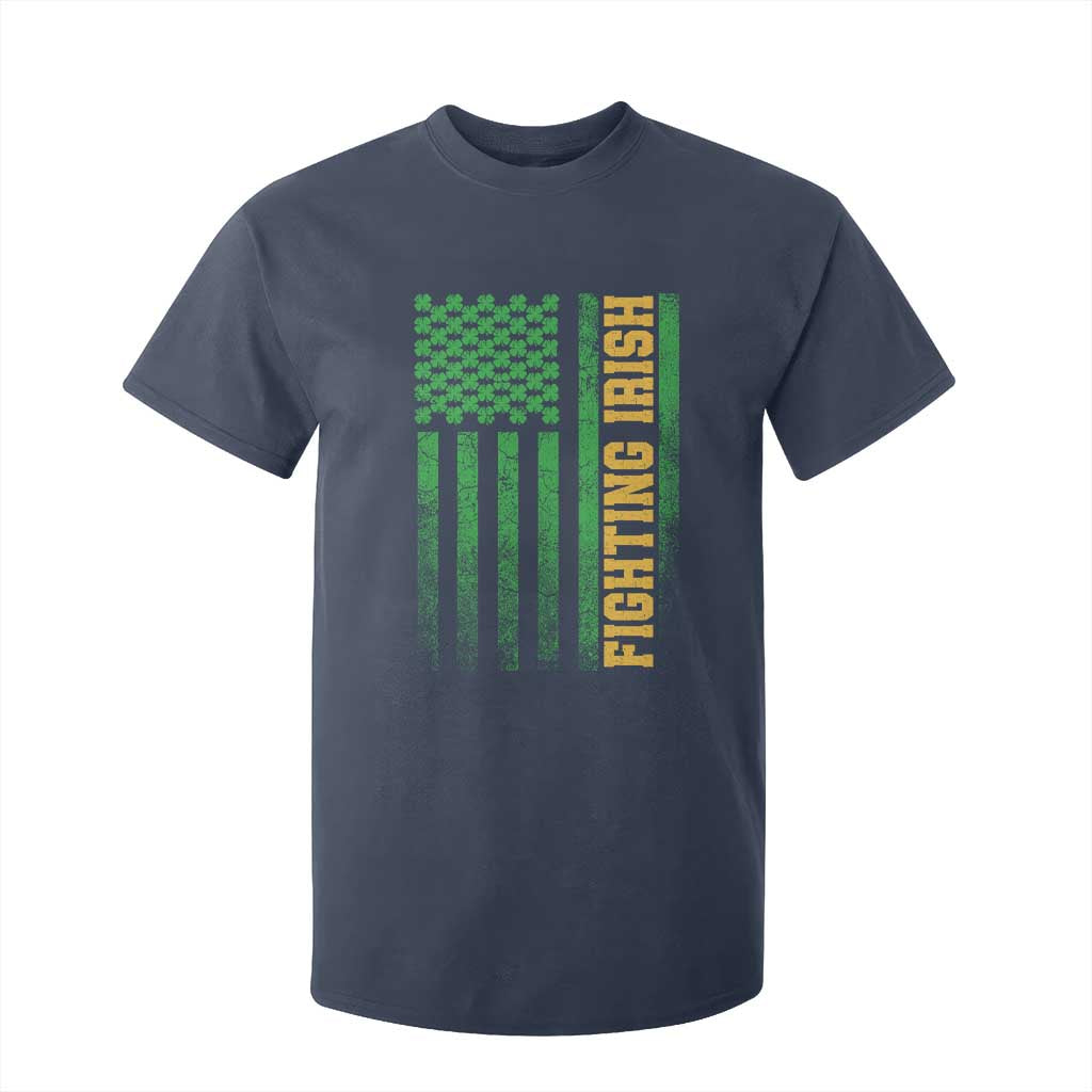 Vintage Fighting Irish Shamrock American Flag T Shirt For Kid TS11 Navy Print Your Wear