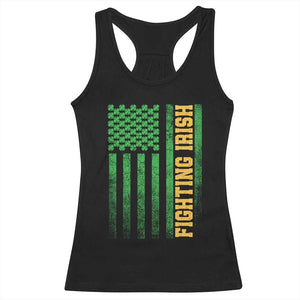 Vintage Fighting Irish Shamrock American Flag Racerback Tank Top TS11 Black Print Your Wear