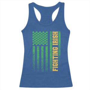 Vintage Fighting Irish Shamrock American Flag Racerback Tank Top TS11 Royal Blue Print Your Wear