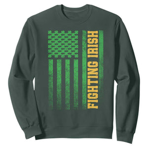 Vintage Fighting Irish Shamrock American Flag Sweatshirt TS11 Dark Forest Green Print Your Wear