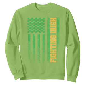 Vintage Fighting Irish Shamrock American Flag Sweatshirt TS11 Lime Print Your Wear