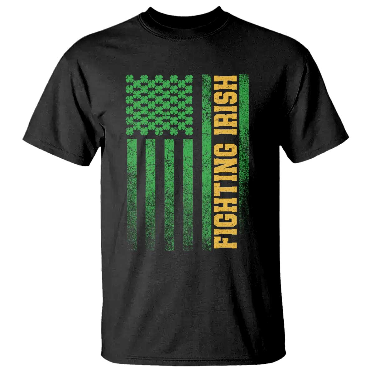 Vintage Fighting Irish Shamrock American Flag T Shirt TS11 Black Print Your Wear