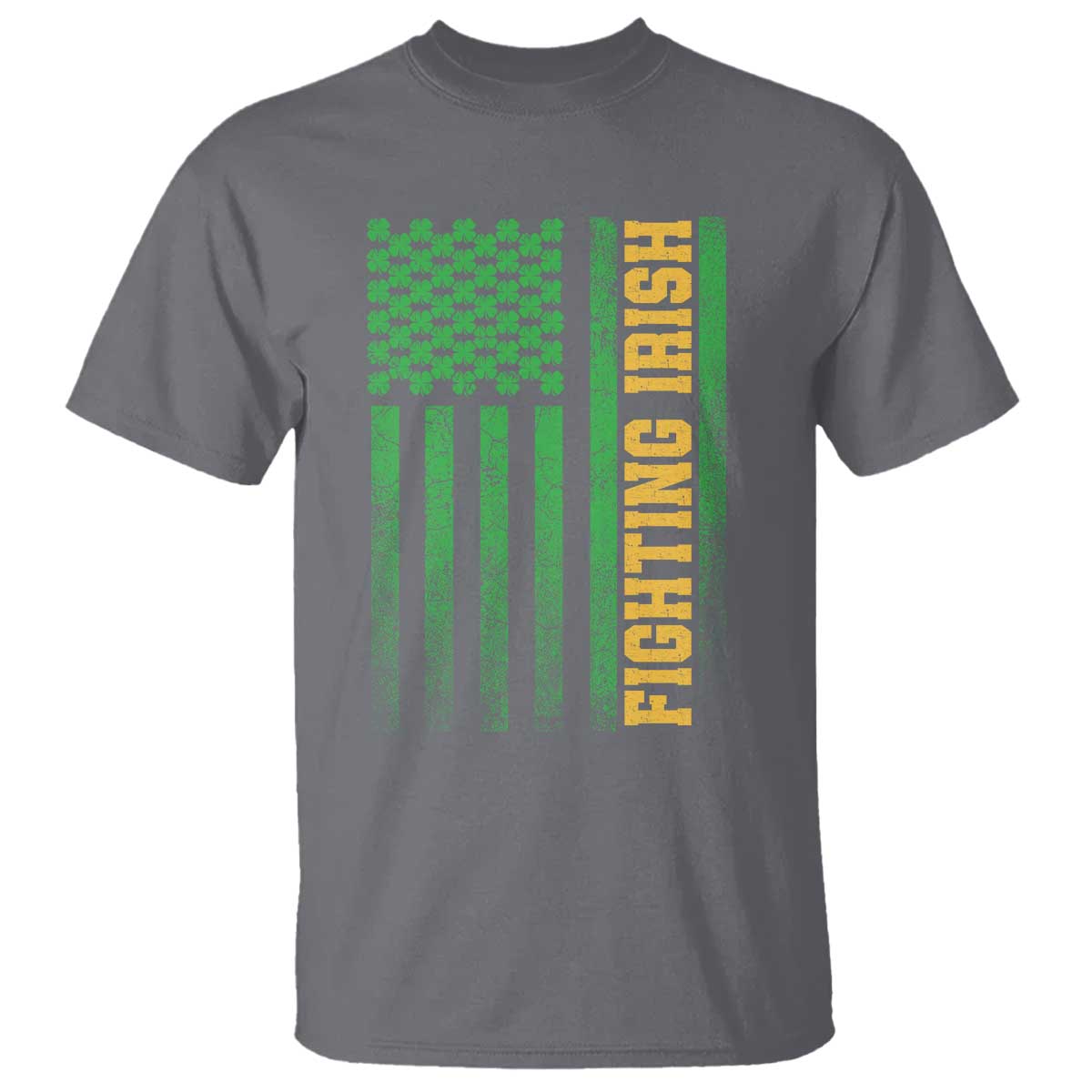Vintage Fighting Irish Shamrock American Flag T Shirt TS11 Charcoal Print Your Wear