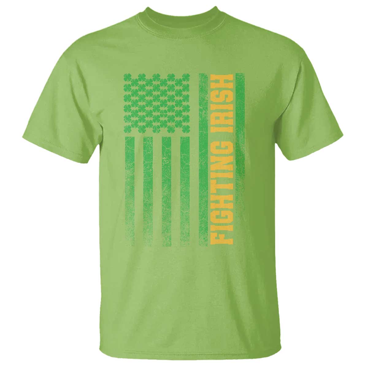 Vintage Fighting Irish Shamrock American Flag T Shirt TS11 Lime Print Your Wear