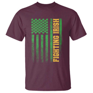 Vintage Fighting Irish Shamrock American Flag T Shirt TS11 Maroon Print Your Wear