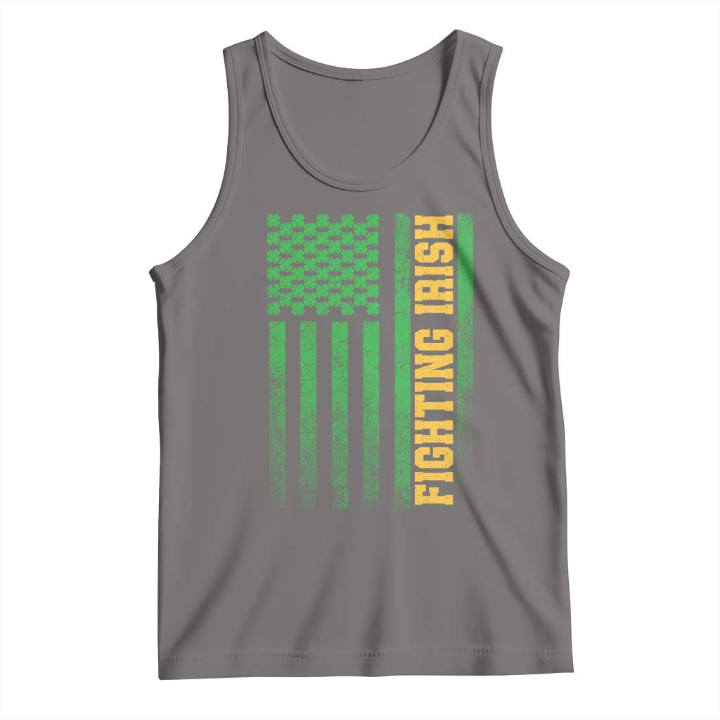 Vintage Fighting Irish Shamrock American Flag Tank Top TS11 Deep Heather Print Your Wear