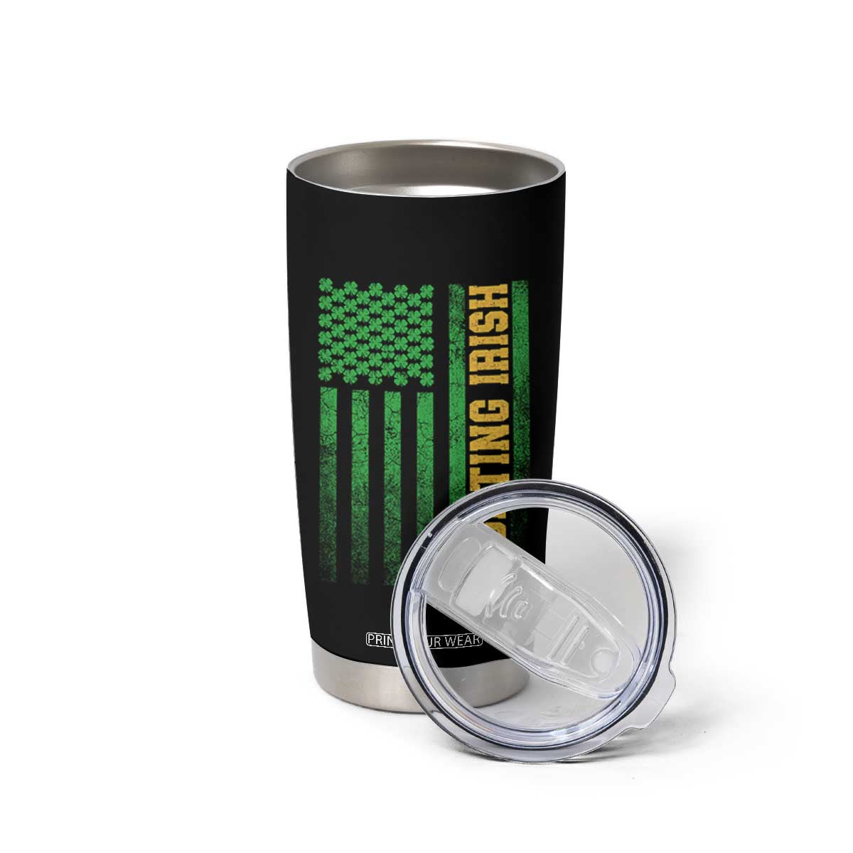 Vintage Fighting Irish Shamrock American Flag Tumbler Cup TS11 Print Your Wear