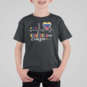 Venezuelan Pride T Shirt For Kid Venezuela En Mi Corazon Heartbeat Flag Star TS11 Black Print Your Wear