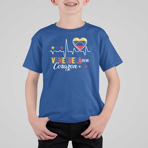 Venezuelan Pride T Shirt For Kid Venezuela En Mi Corazon Heartbeat Flag Star TS11 Royal Blue Print Your Wear