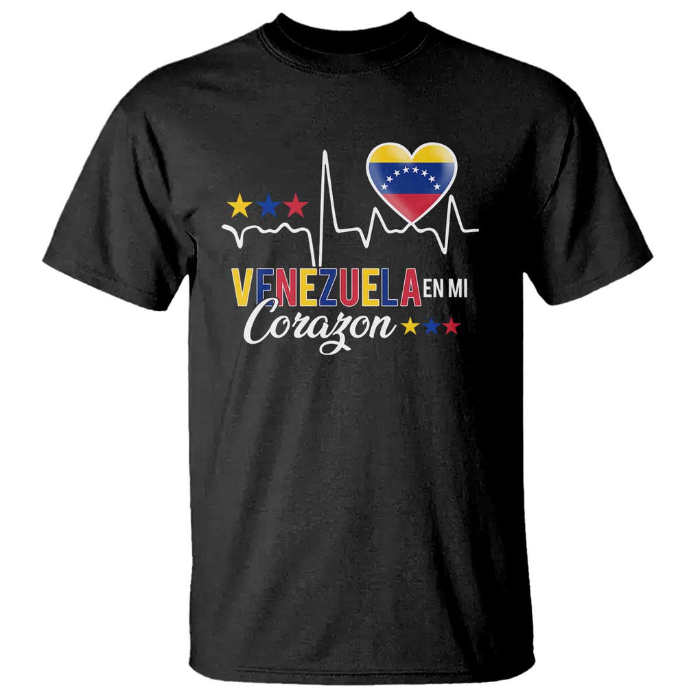 Venezuelan Pride T Shirt Venezuela En Mi Corazon Heartbeat Flag Star TS11 Black Print Your Wear