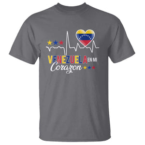 Venezuelan Pride T Shirt Venezuela En Mi Corazon Heartbeat Flag Star TS11 Charcoal Print Your Wear