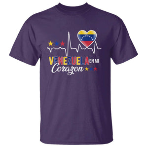 Venezuelan Pride T Shirt Venezuela En Mi Corazon Heartbeat Flag Star TS11 Purple Print Your Wear