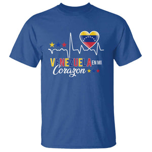 Venezuelan Pride T Shirt Venezuela En Mi Corazon Heartbeat Flag Star TS11 Royal Blue Print Your Wear