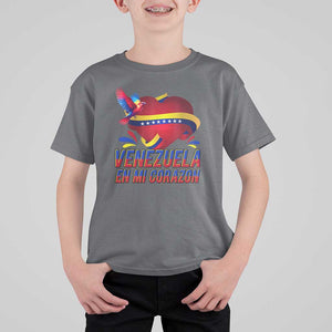 Venezuelan Pride T Shirt For Kid Venezuela En Mi Corazon Heart Flag Bird TS11 Charcoal Print Your Wear