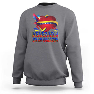 Venezuelan Pride Sweatshirt Venezuela En Mi Corazon Heart Flag Bird TS11 Charcoal Print Your Wear