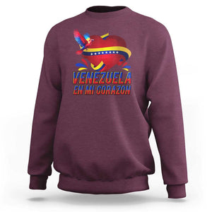 Venezuelan Pride Sweatshirt Venezuela En Mi Corazon Heart Flag Bird TS11 Maroon Print Your Wear