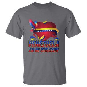 Venezuelan Pride T Shirt Venezuela En Mi Corazon Heart Flag Bird TS11 Charcoal Print Your Wear