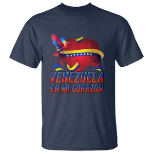 Venezuelan Pride T Shirt Venezuela En Mi Corazon Heart Flag Bird TS11 Navy Print Your Wear