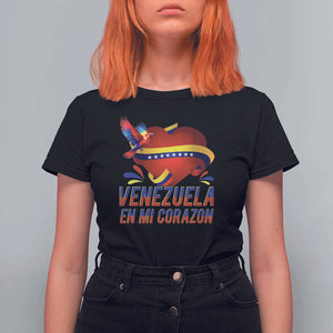 Venezuelan Pride T Shirt For Women Venezuela En Mi Corazon Heart Flag Bird TS11 Black Print Your Wear