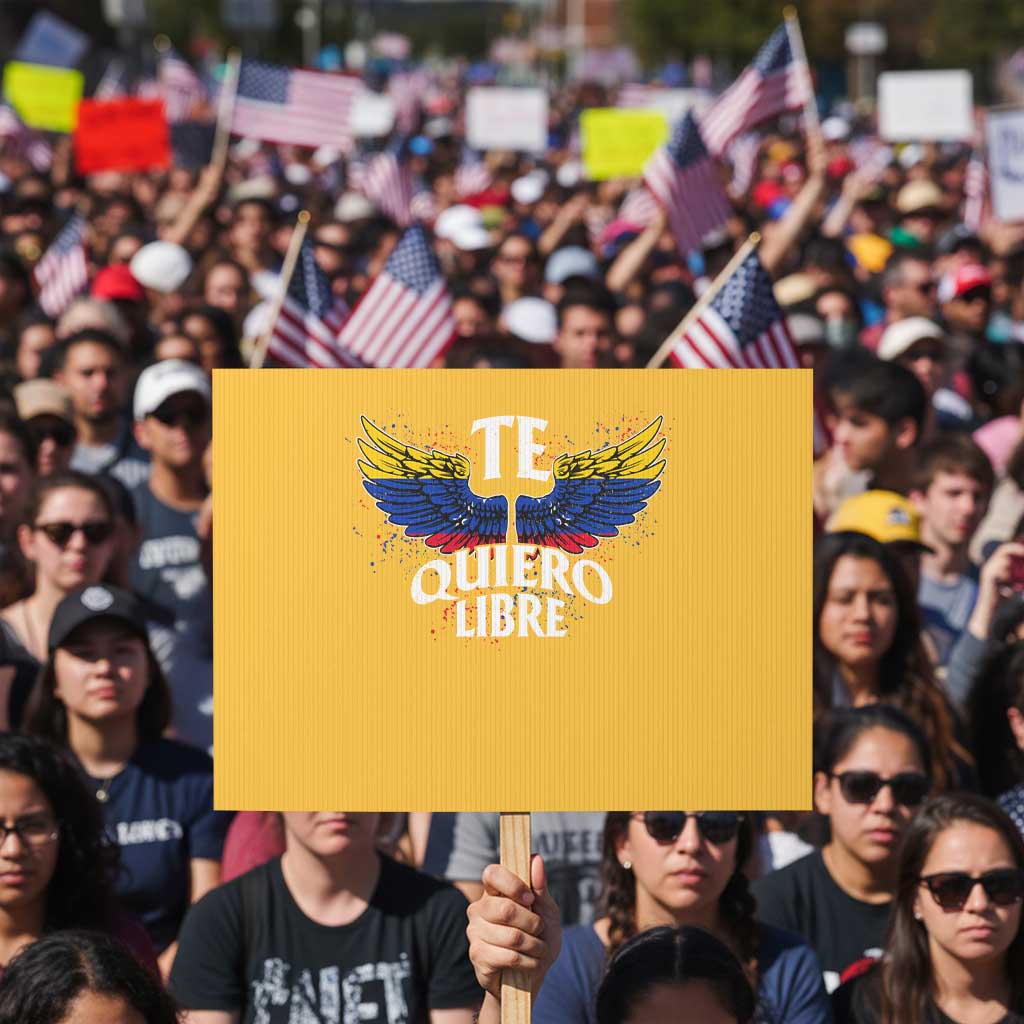 Venezuelan Pride Protest Sign Te Quiero Libre Venezuela Flag Wings TS11 Horizontal 18