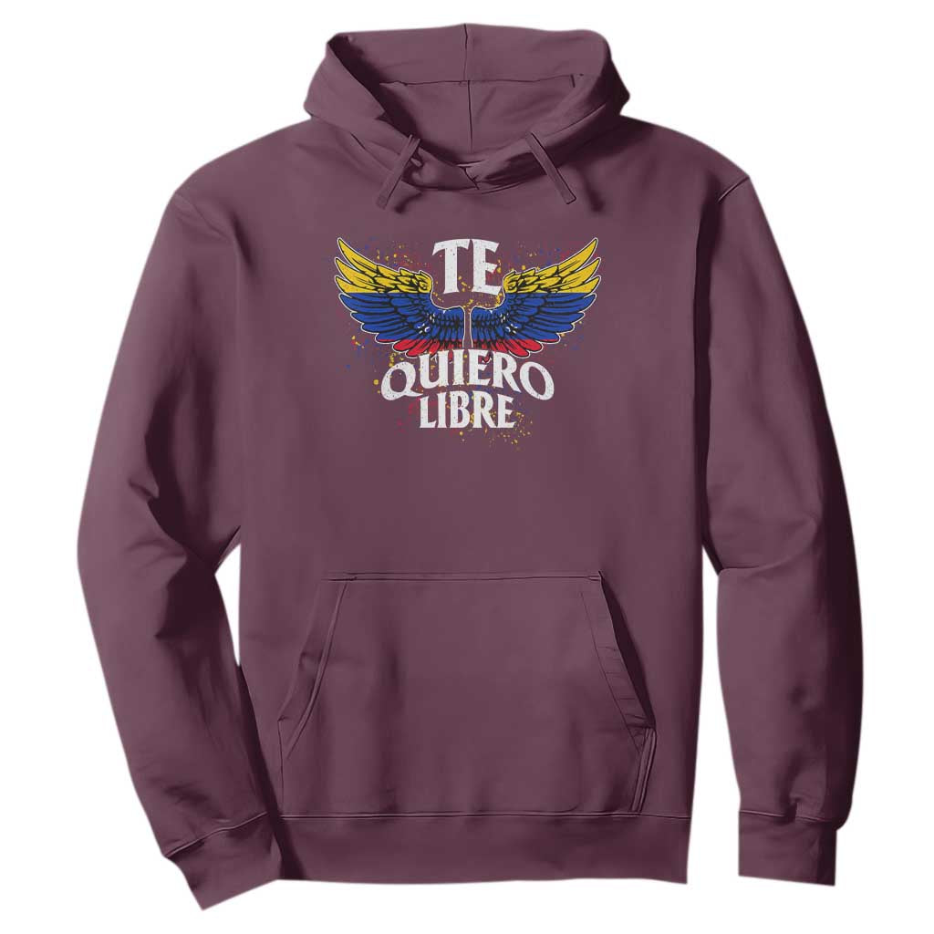 Venezuelan Pride Hoodie Te Quiero Libre Venezuela Flag Wings TS11 Maroon Print Your Wear
