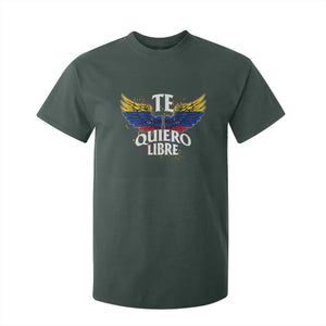 Venezuelan Pride T Shirt For Kid Te Quiero Libre Venezuela Flag Wings TS11 Dark Forest Green Print Your Wear