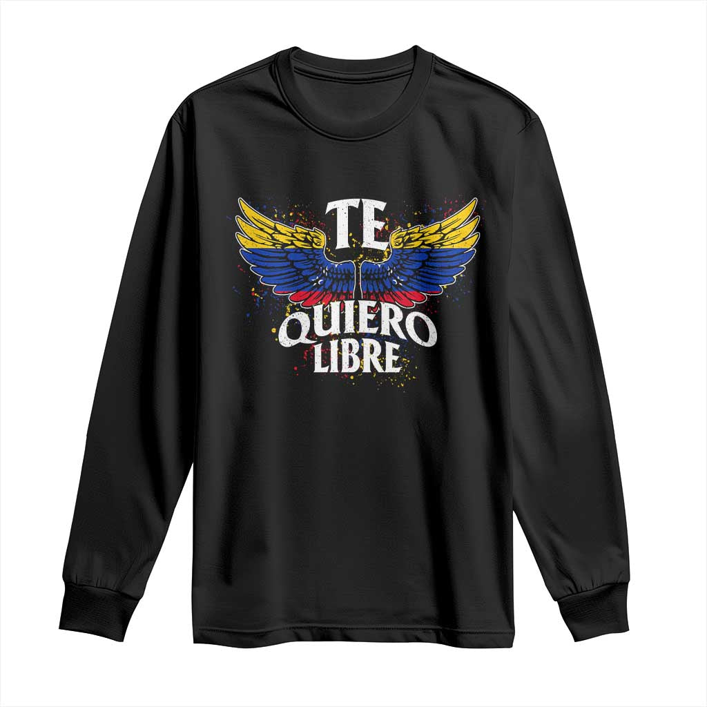 Venezuelan Pride Long Sleeve Shirt Te Quiero Libre Venezuela Flag Wings TS11 Black Print Your Wear