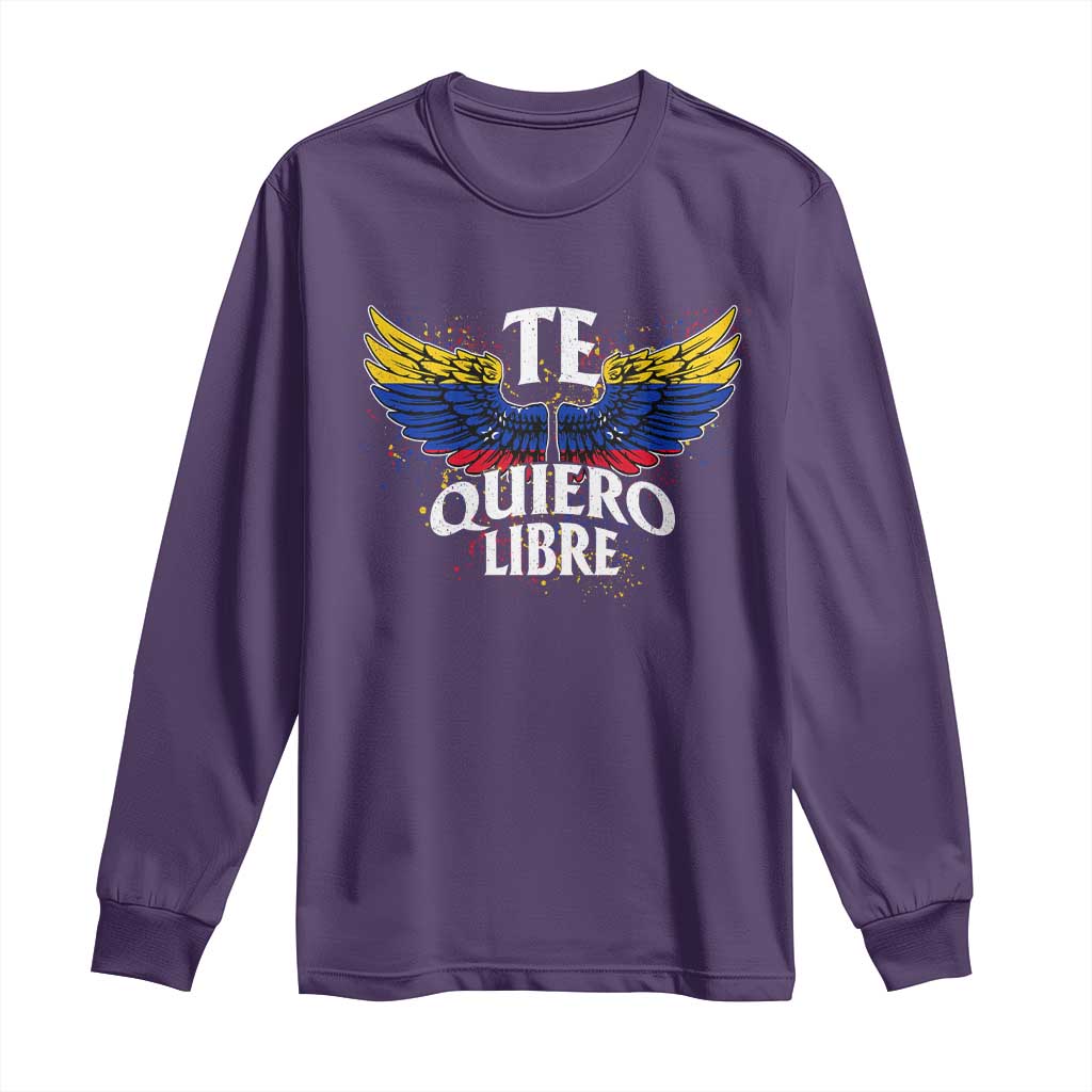 Venezuelan Pride Long Sleeve Shirt Te Quiero Libre Venezuela Flag Wings TS11 Purple Print Your Wear