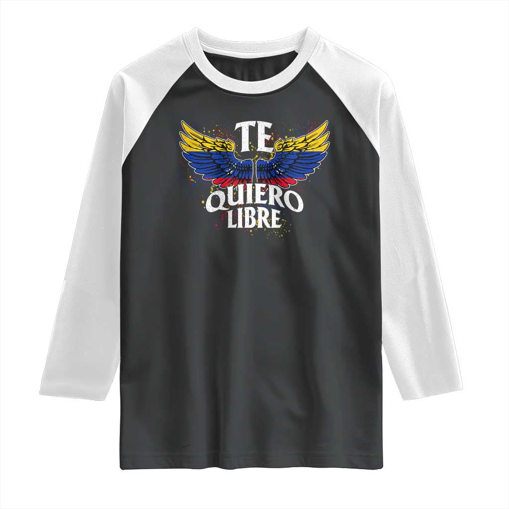 Venezuelan Pride Raglan Shirt Te Quiero Libre Venezuela Flag Wings TS11 Black White Print Your Wear