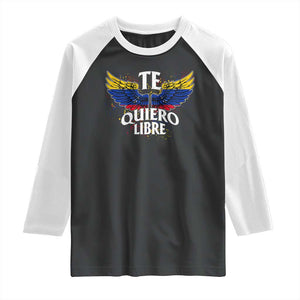 Venezuelan Pride Raglan Shirt Te Quiero Libre Venezuela Flag Wings TS11 Black White Print Your Wear