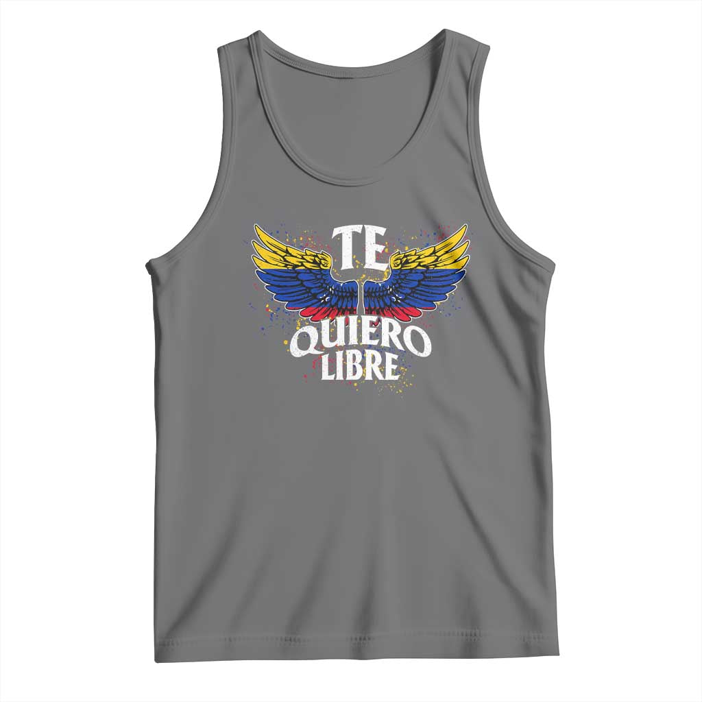 Venezuelan Pride Tank Top Te Quiero Libre Venezuela Flag Wings TS11 Black Heather Print Your Wear