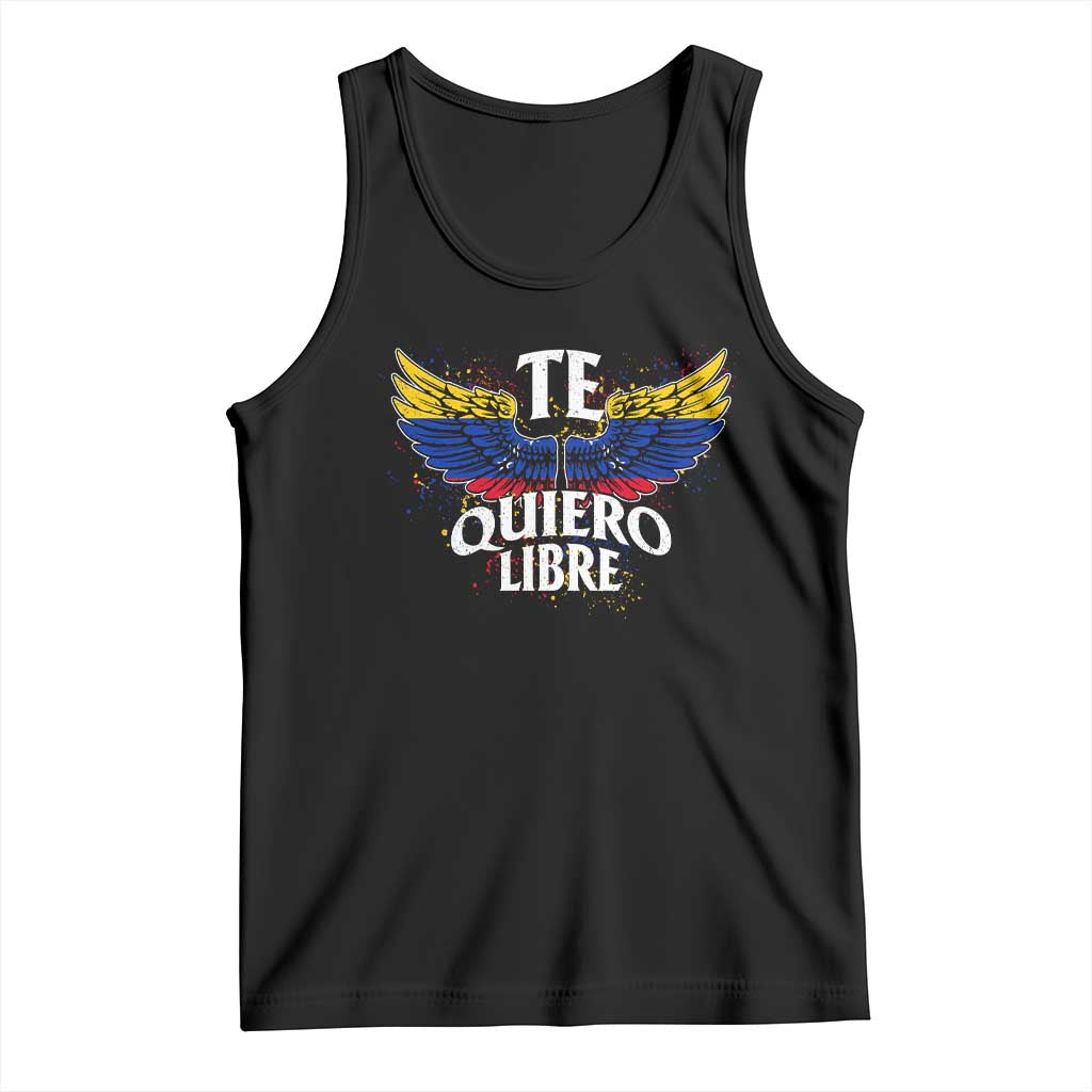 Venezuelan Pride Tank Top Te Quiero Libre Venezuela Flag Wings TS11 Black Print Your Wear