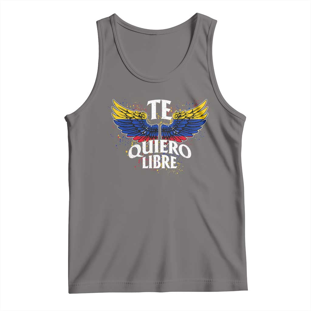 Venezuelan Pride Tank Top Te Quiero Libre Venezuela Flag Wings TS11 Deep Heather Print Your Wear