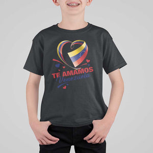 Venezuelan Pride T Shirt For Kid Te Amamos Venezuela Flag Heart TS11 Black Print Your Wear