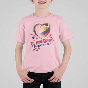 Venezuelan Pride T Shirt For Kid Te Amamos Venezuela Flag Heart TS11 Light Pink Print Your Wear