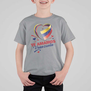 Venezuelan Pride T Shirt For Kid Te Amamos Venezuela Flag Heart TS11 Sport Gray Print Your Wear