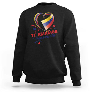 Venezuelan Pride Sweatshirt Te Amamos Venezuela Flag Heart TS11 Black Print Your Wear