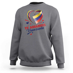 Venezuelan Pride Sweatshirt Te Amamos Venezuela Flag Heart TS11 Charcoal Print Your Wear