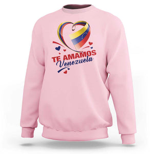 Venezuelan Pride Sweatshirt Te Amamos Venezuela Flag Heart TS11 Light Pink Print Your Wear