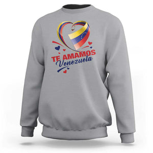 Venezuelan Pride Sweatshirt Te Amamos Venezuela Flag Heart TS11 Sport Gray Print Your Wear