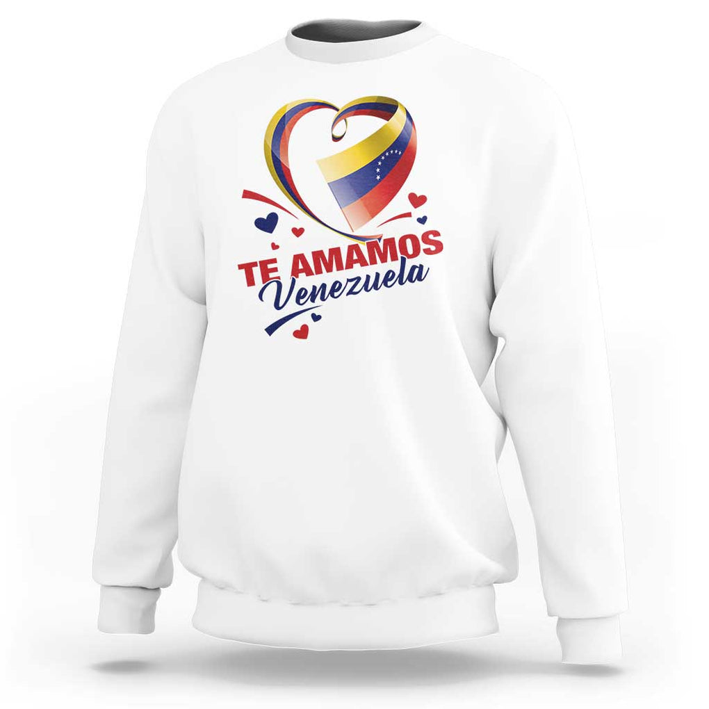 Venezuelan Pride Sweatshirt Te Amamos Venezuela Flag Heart TS11 White Print Your Wear