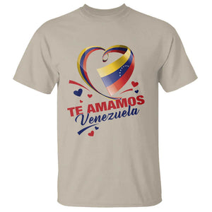 Venezuelan Pride T Shirt Te Amamos Venezuela Flag Heart TS11 Sand Print Your Wear