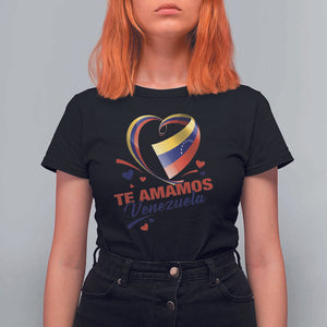 Venezuelan Pride T Shirt For Women Te Amamos Venezuela Flag Heart TS11 Black Print Your Wear