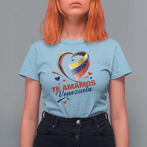 Venezuelan Pride T Shirt For Women Te Amamos Venezuela Flag Heart TS11 Light Blue Print Your Wear