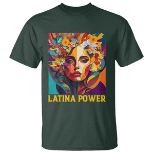 Latina Power T Shirt Hispanic Heritage Month Women Flowers Geometric Painting TS11 Dark Forest Green Print Your Wear