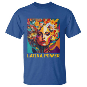 Latina Power T Shirt Hispanic Heritage Month Women Flowers Geometric Painting TS11 Royal Blue Print Your Wear